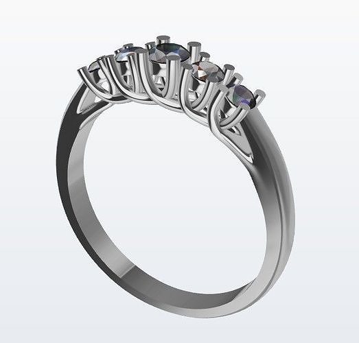 Ring 5 gems 3D print model