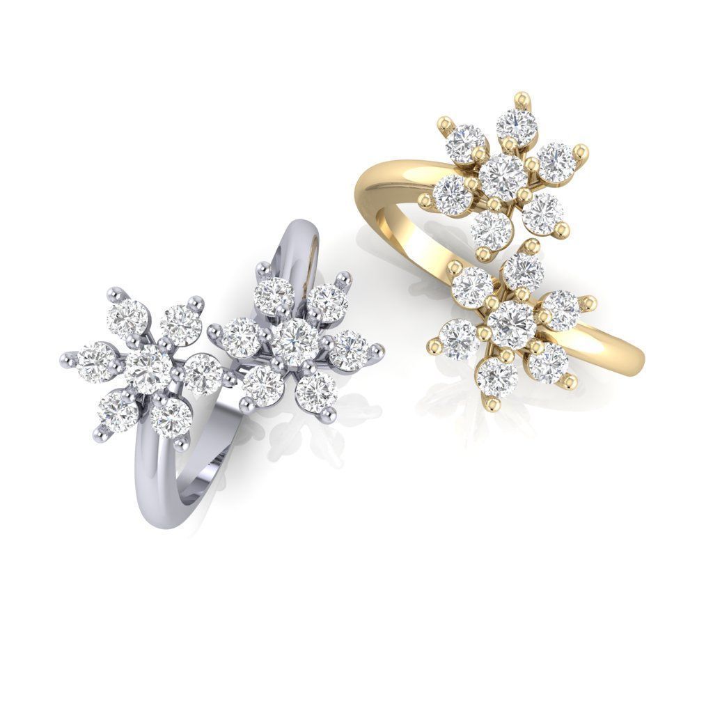 Double flower ring 3D print model_2