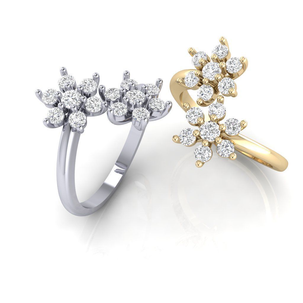 Double flower ring 3D print model_3