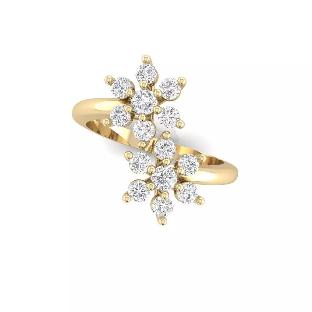 Double flower ring 3D print model_0