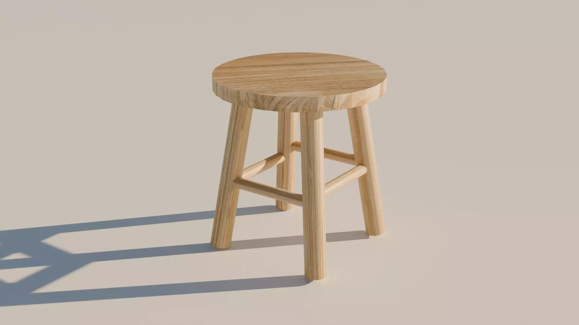 Wood Stool  Low-poly 3D model_0