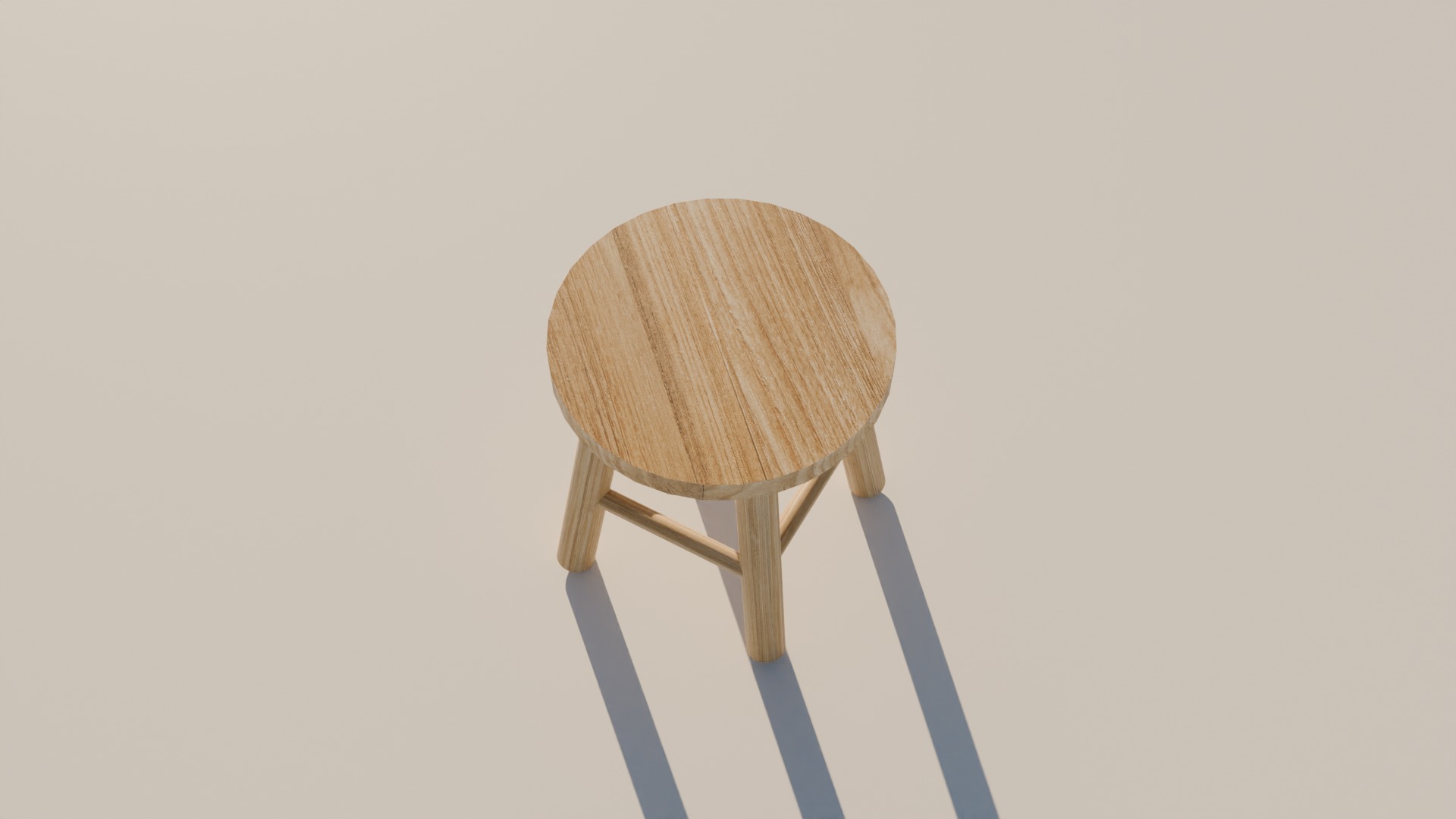 Wood Stool  Low-poly 3D model_3