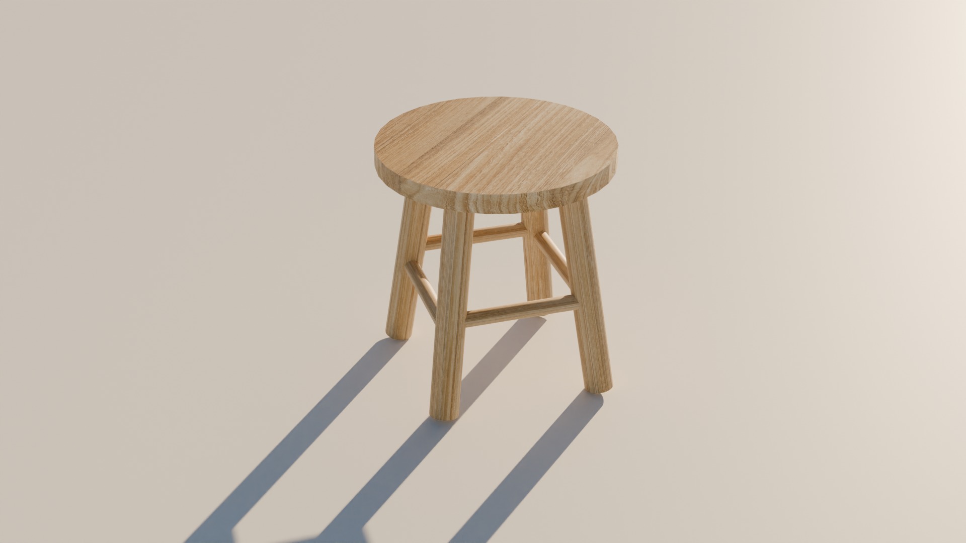 Wood Stool  Low-poly 3D model_1