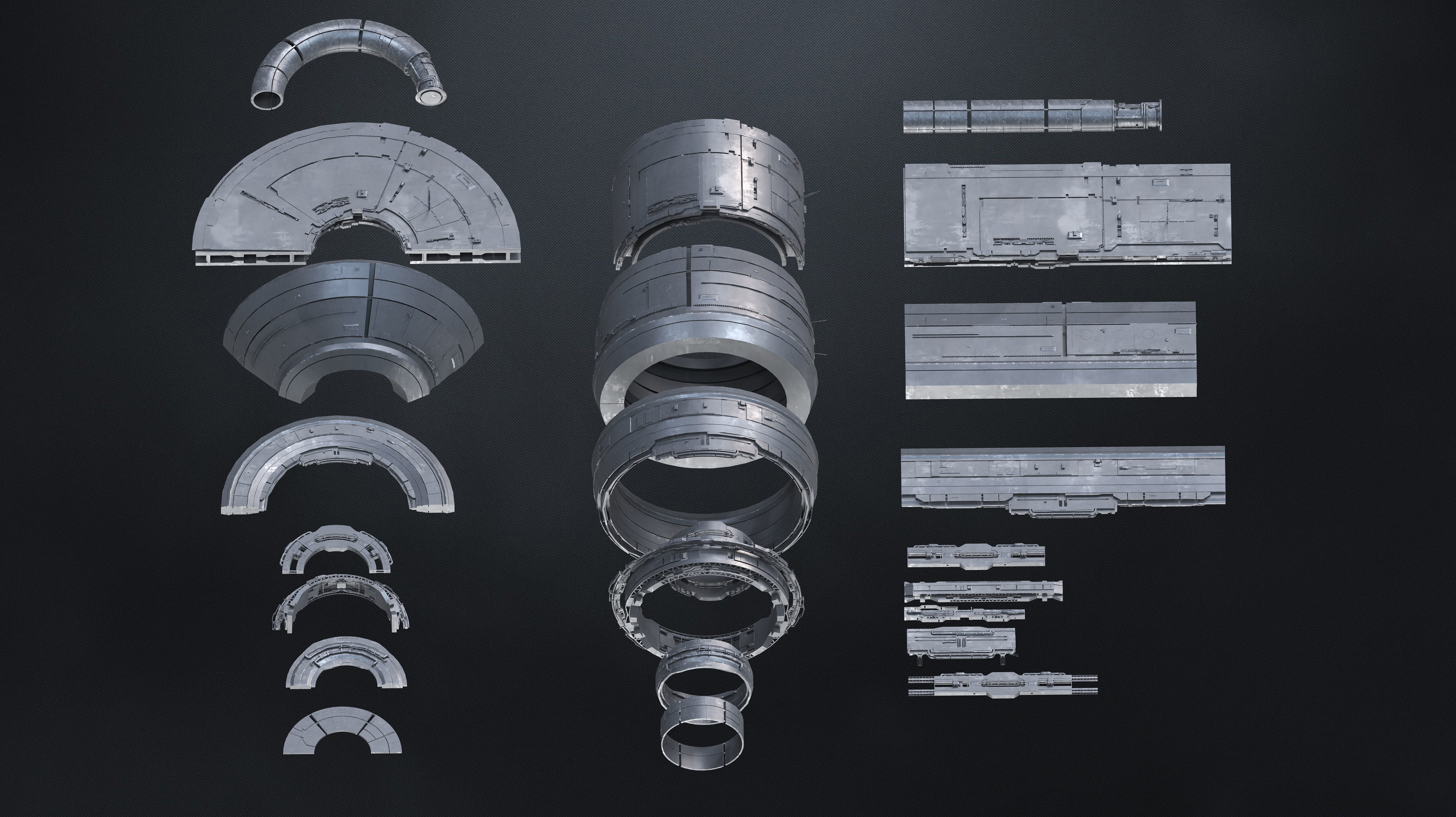 25 SUB-D Megascale Architectural Kitbash Elements Vol I 3D model_1