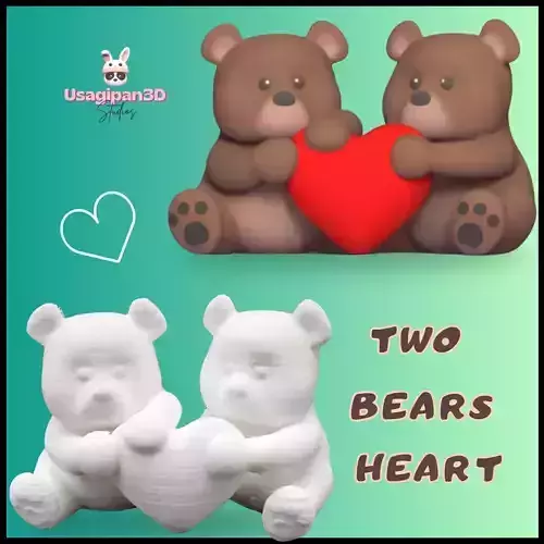 Two Bears Heart 3D print model