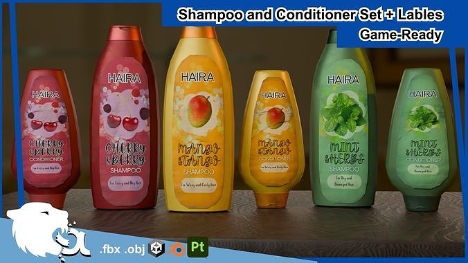 Shampoo Modeling 3D model Shampoo and Conditioner Set Game Ready VR / AR / low-poly ...