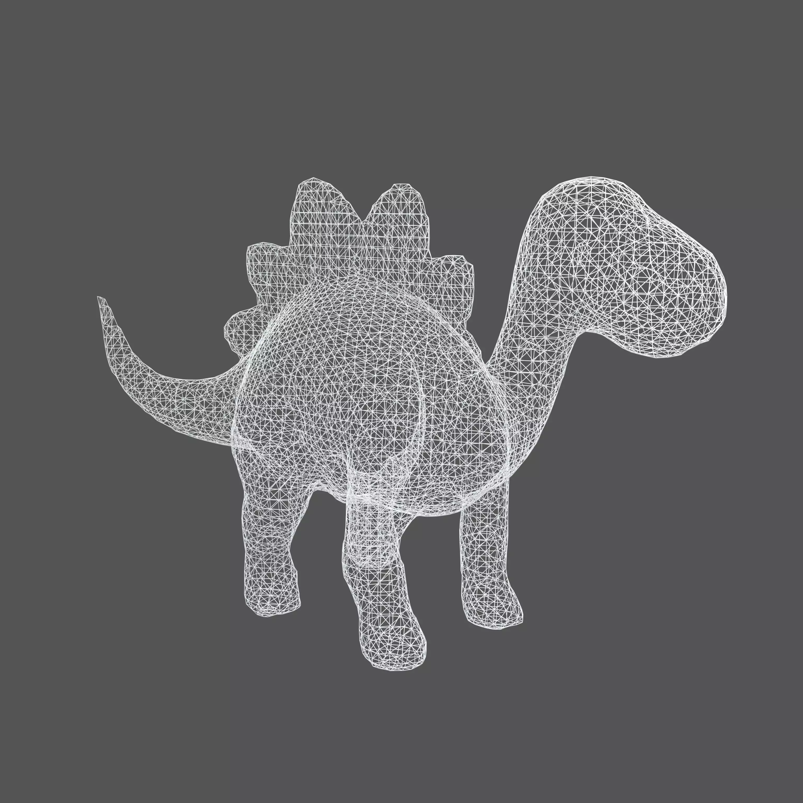 Cartoon Dinosaur Wireframe V1 001 Low-poly 3D model