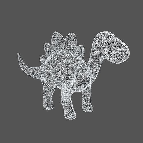 Cartoon Dinosaur Wireframe V1 001 Low-poly 3D model