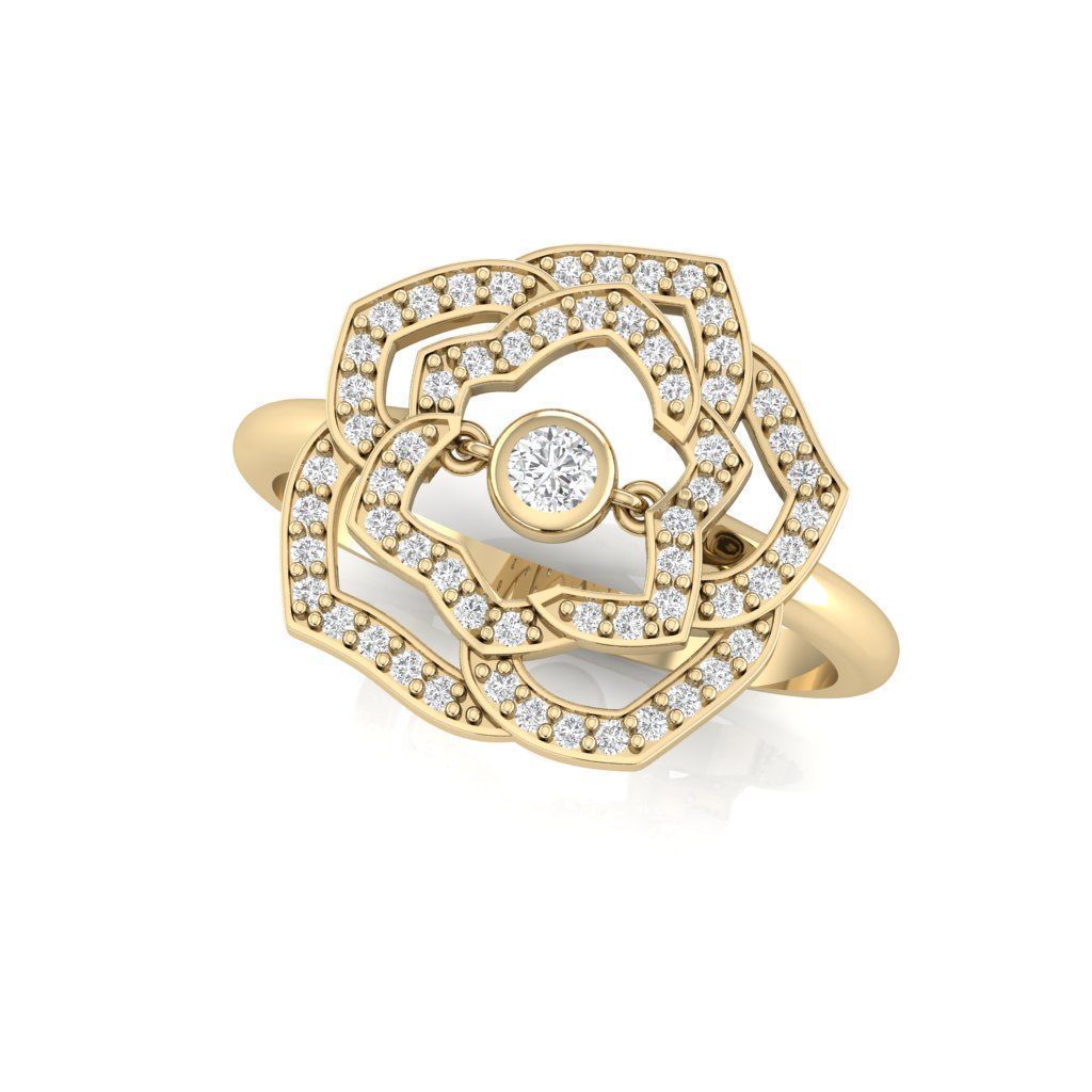 Diamond rose ring 3D print model_2