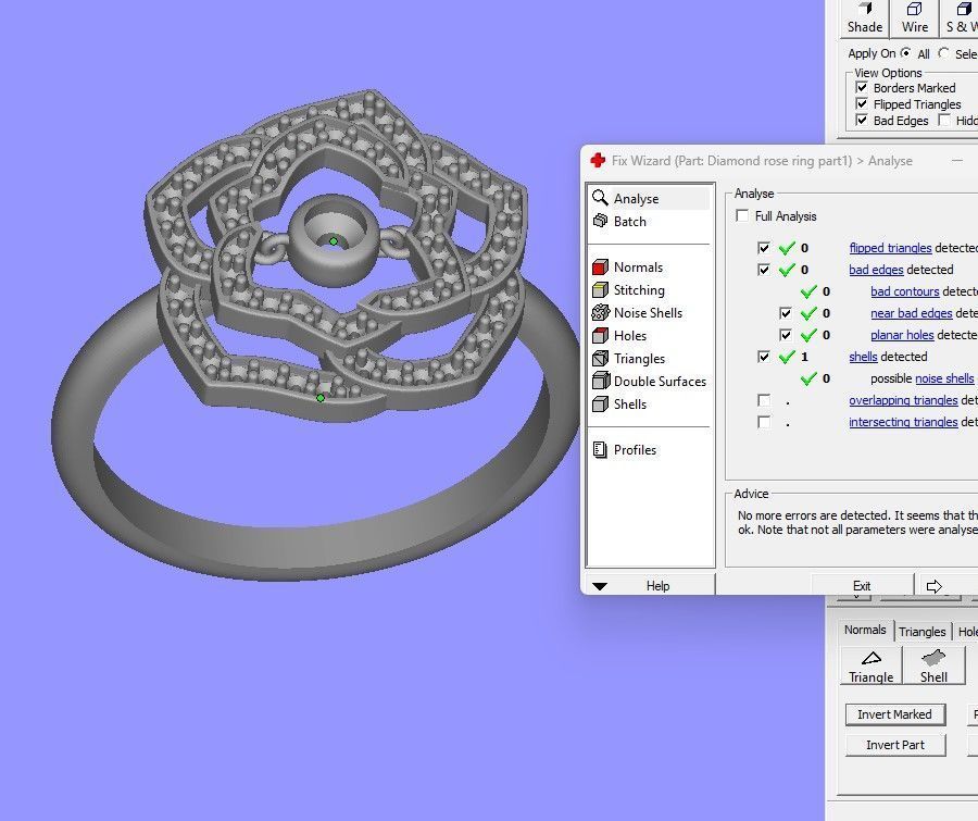 Diamond rose ring 3D print model_5