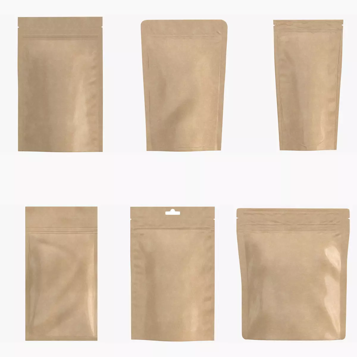 Paper pouchs collection 3D model_0