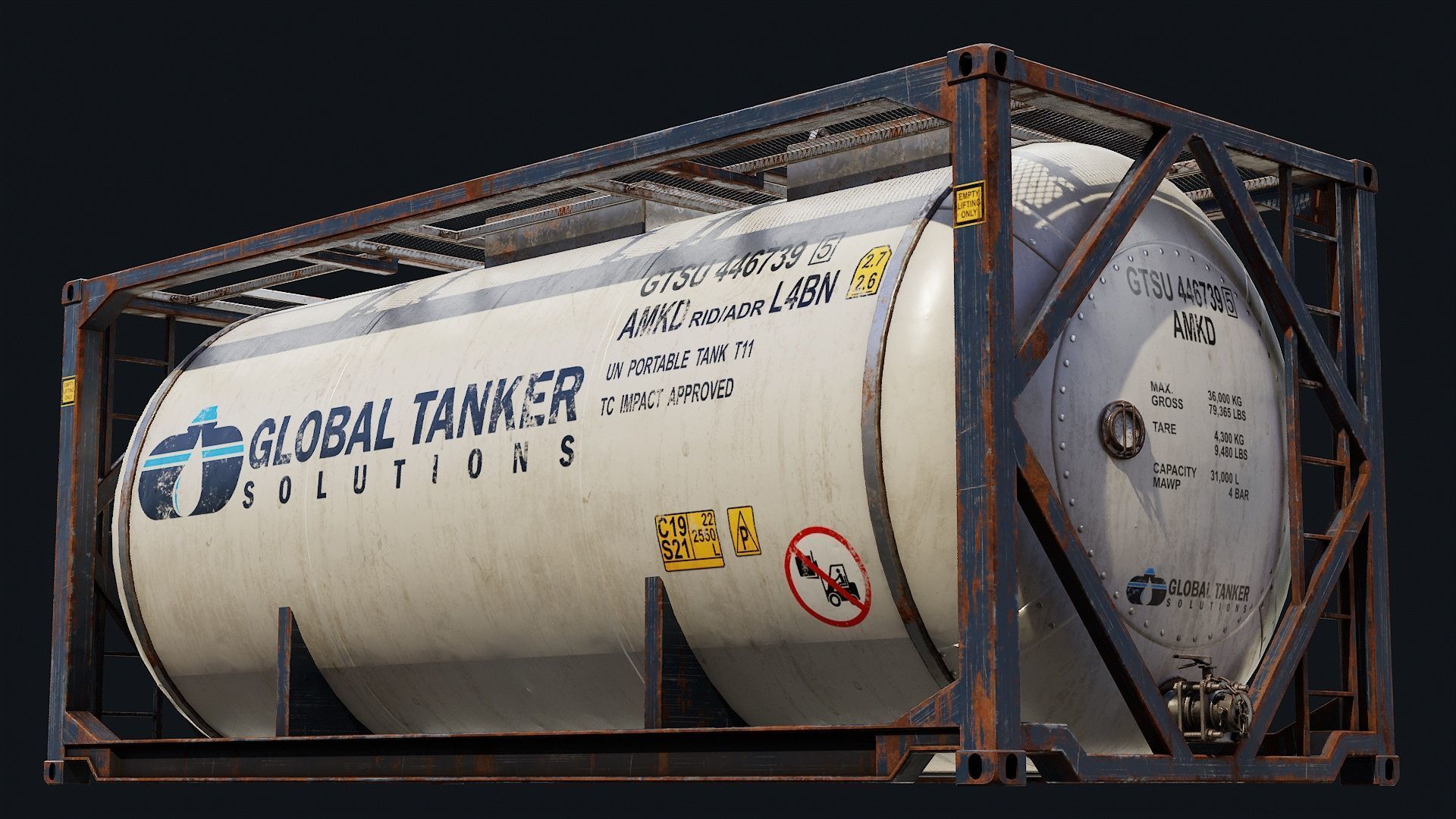 Low Poly PBR ISO Tank Container Low-poly 3D model_18