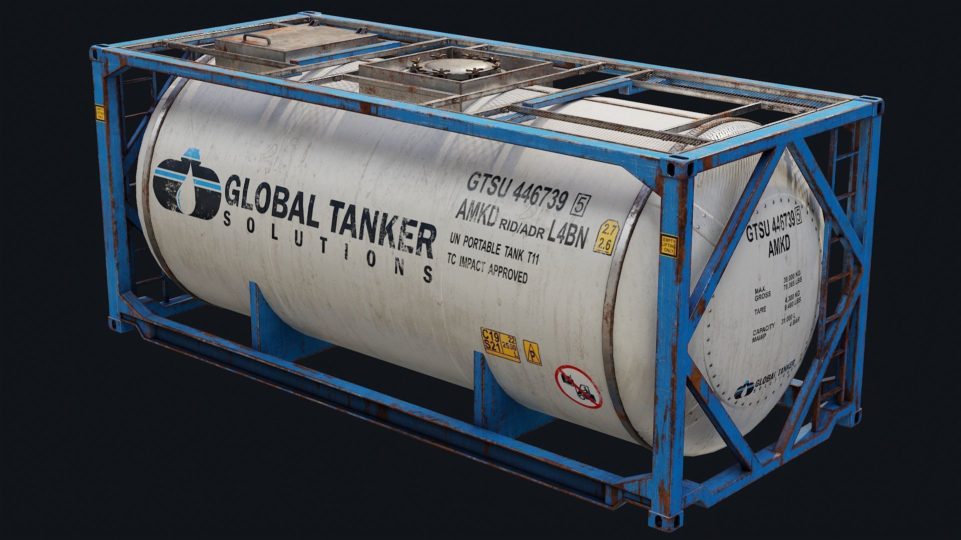 Low Poly PBR ISO Tank Container Low-poly 3D model_4