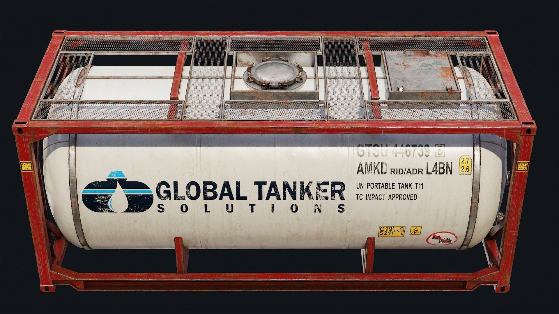 Low Poly PBR ISO Tank Container Low-poly 3D model_13