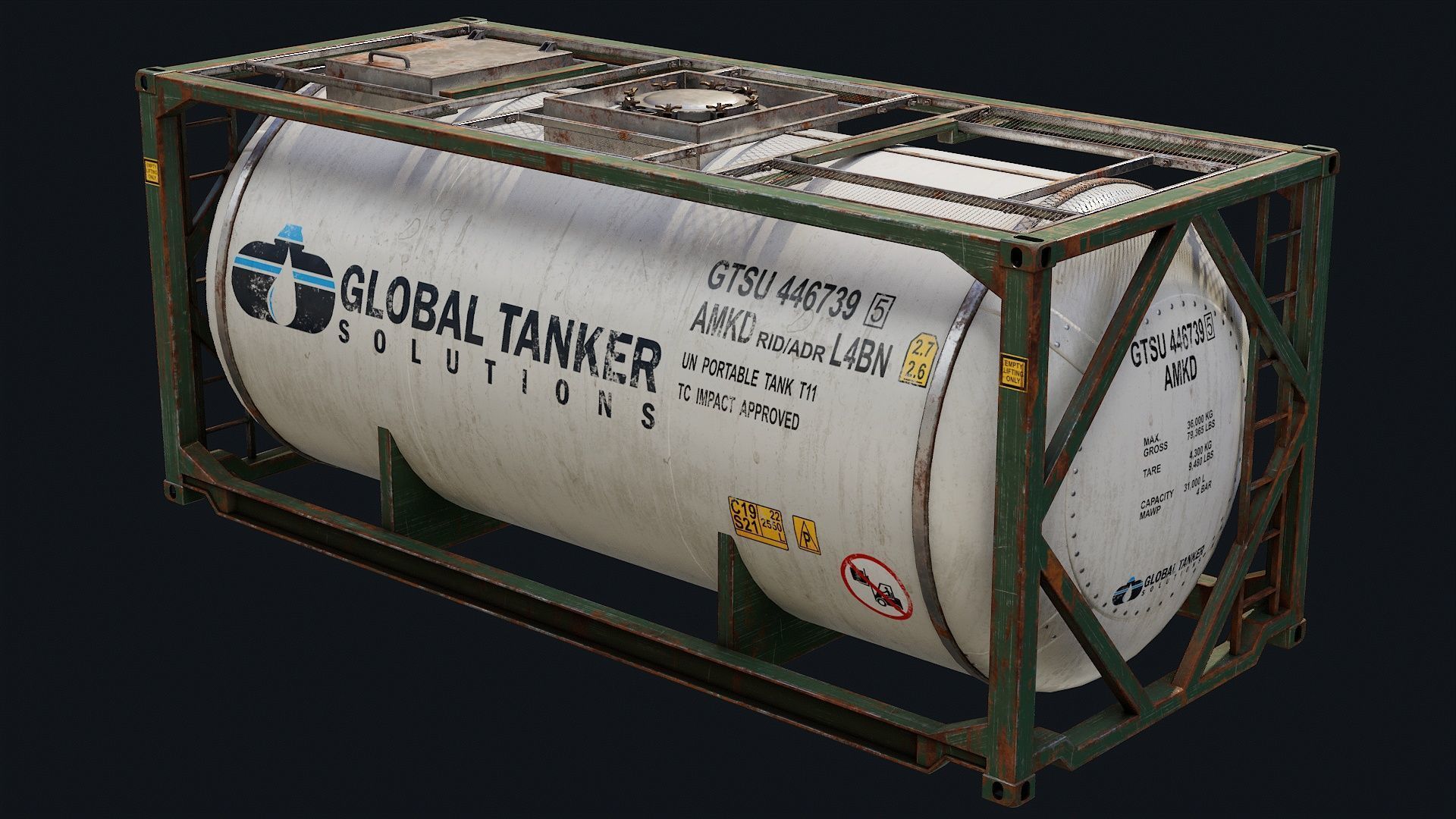 Low Poly PBR ISO Tank Container Low-poly 3D model_17