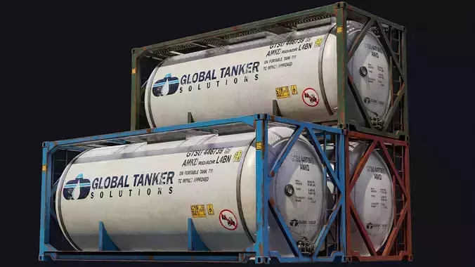 Low Poly PBR ISO Tank Container Low-poly 3D model