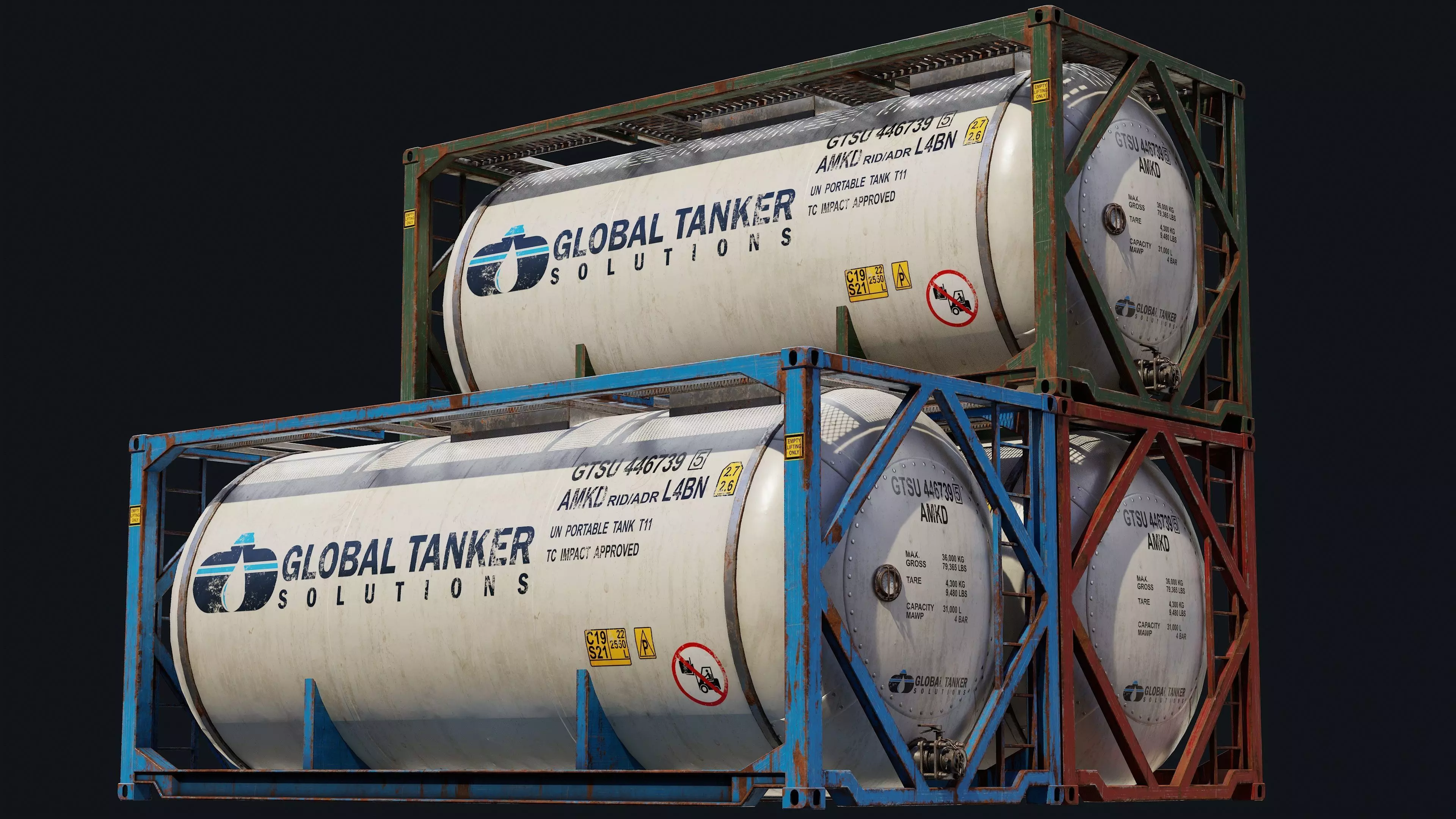 Low Poly PBR ISO Tank Container Low-poly 3D model_0