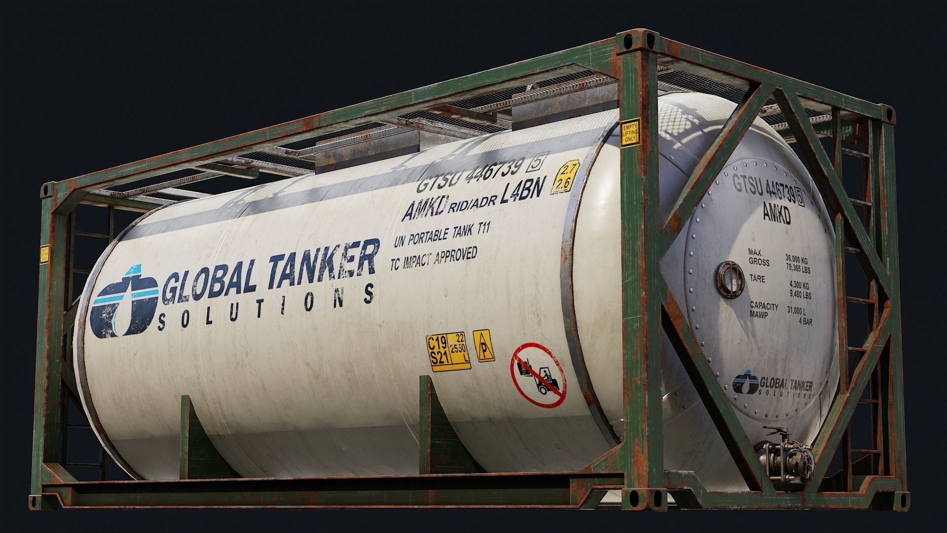 Low Poly PBR ISO Tank Container Low-poly 3D model_15