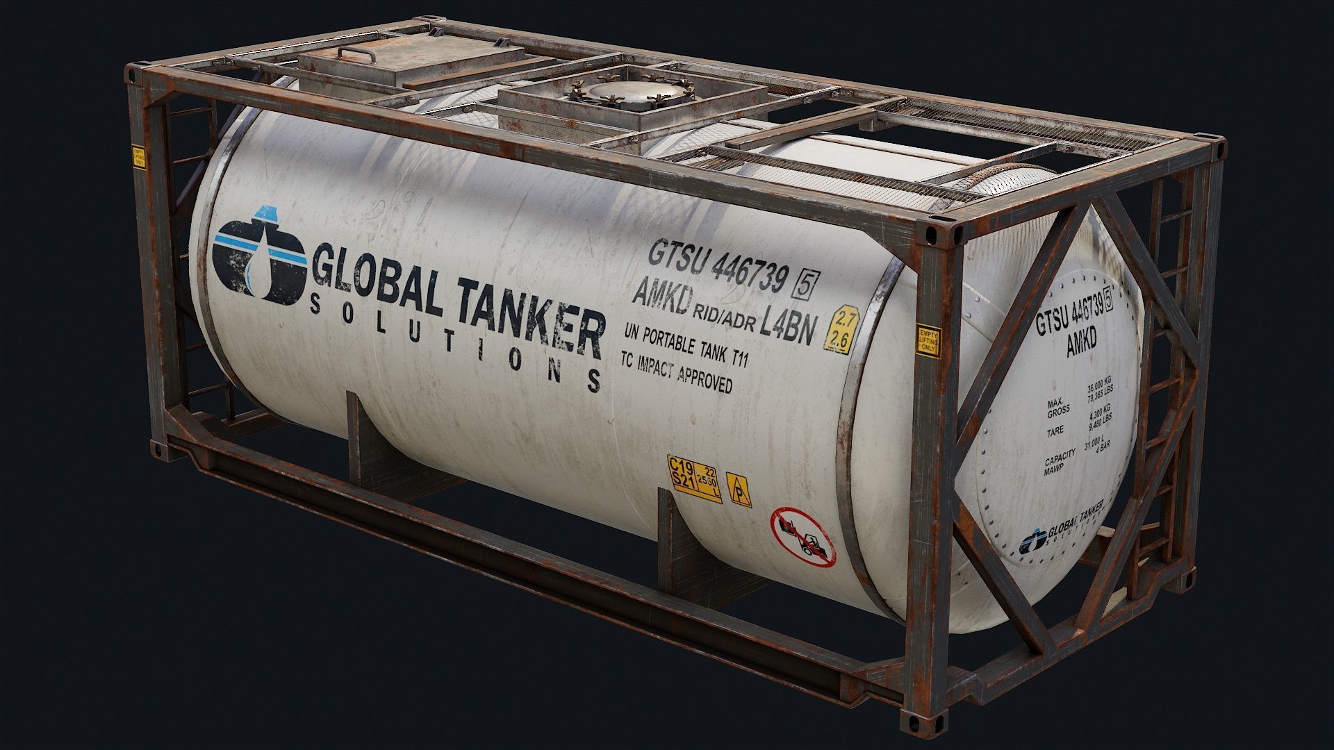 Low Poly PBR ISO Tank Container Low-poly 3D model_23
