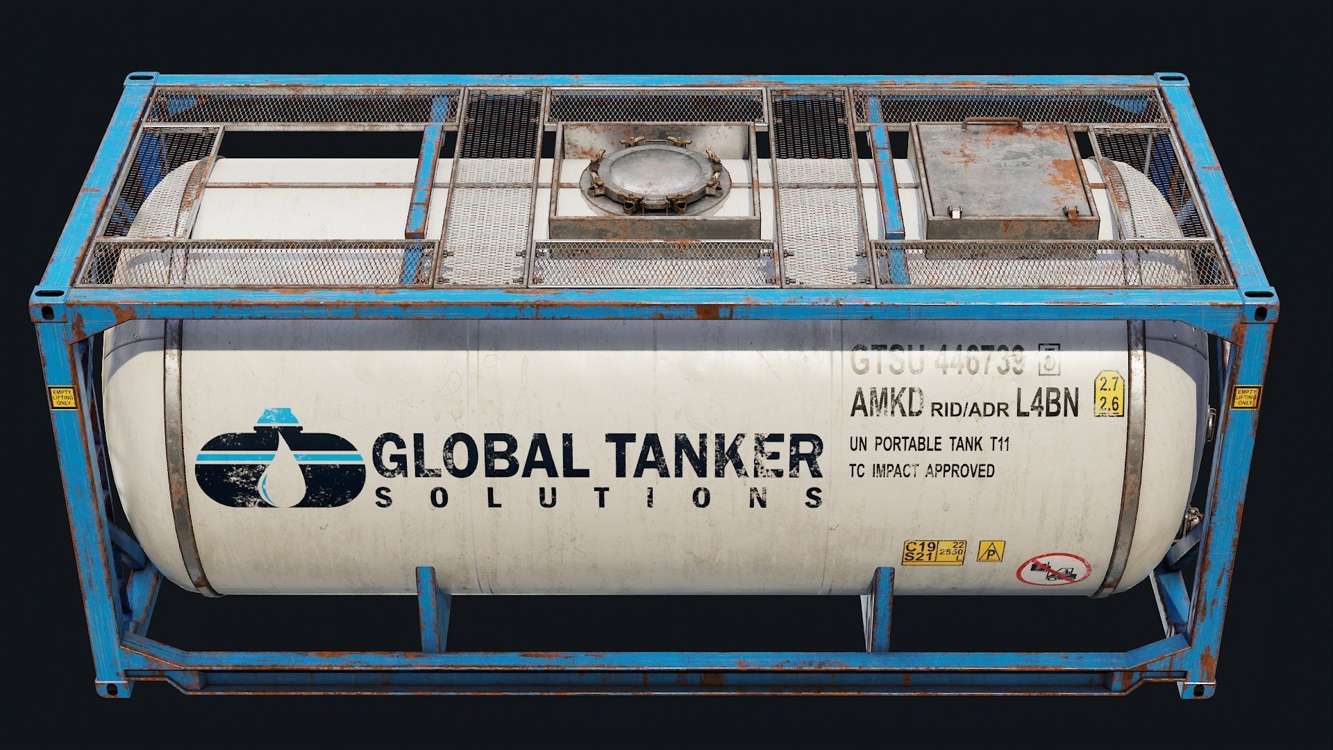 Low Poly PBR ISO Tank Container Low-poly 3D model_3