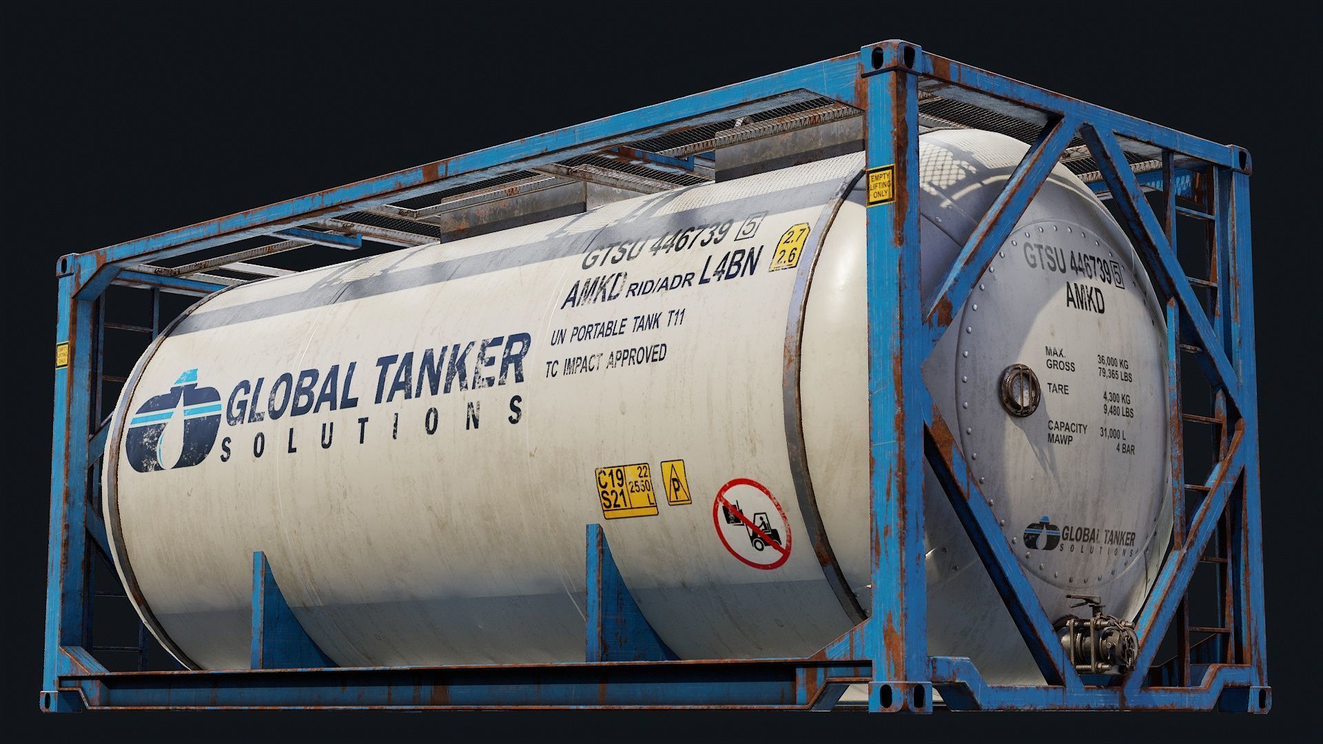Low Poly PBR ISO Tank Container Low-poly 3D model_2