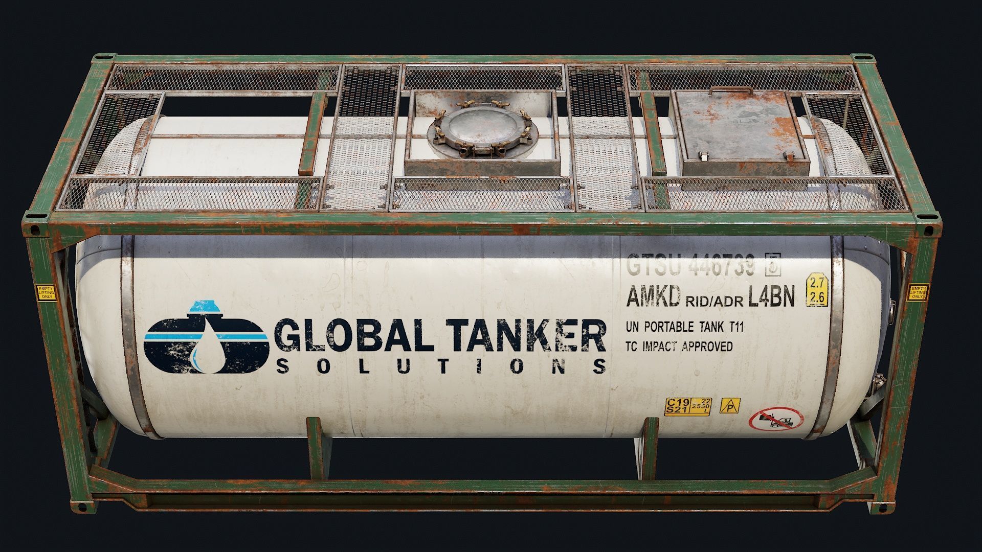Low Poly PBR ISO Tank Container Low-poly 3D model_16