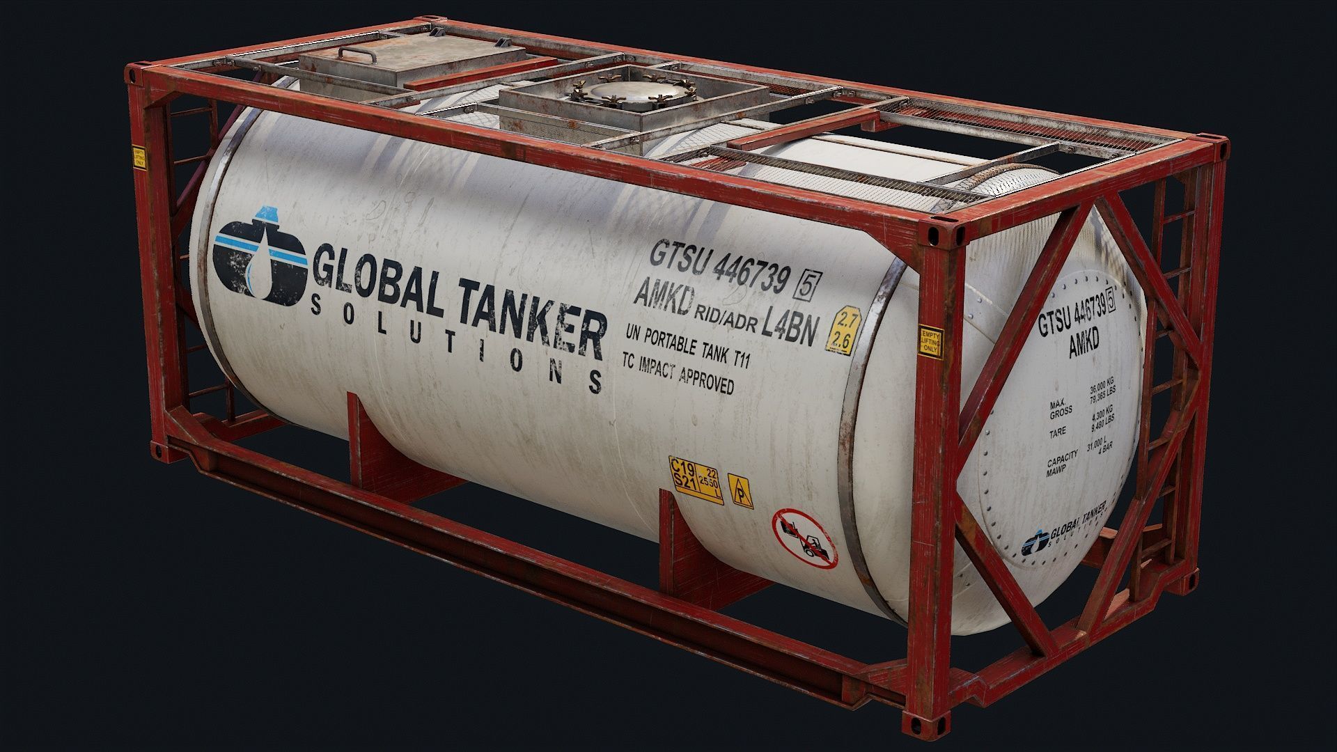 Low Poly PBR ISO Tank Container Low-poly 3D model_14