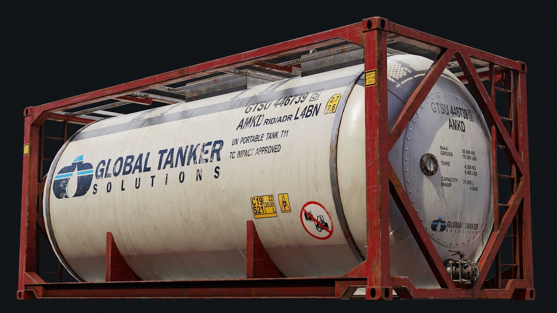Low Poly PBR ISO Tank Container Low-poly 3D model_12