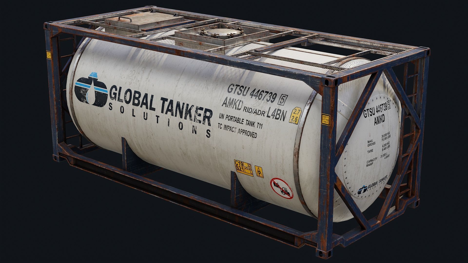 Low Poly PBR ISO Tank Container Low-poly 3D model_20