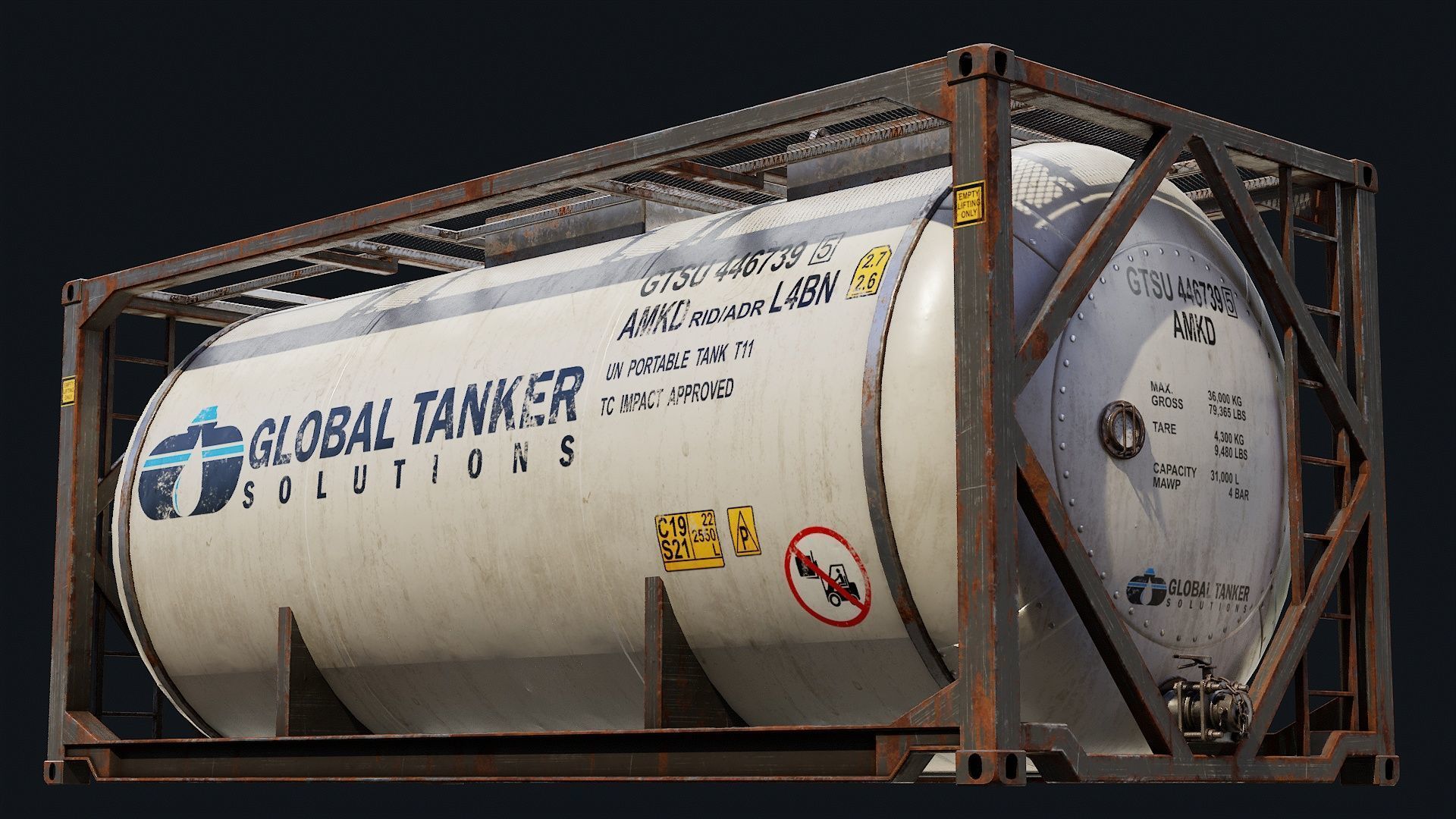 Low Poly PBR ISO Tank Container Low-poly 3D model_21