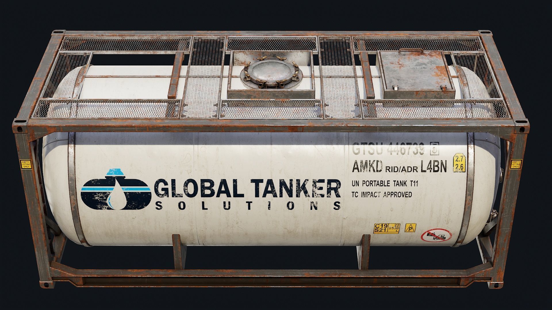 Low Poly PBR ISO Tank Container Low-poly 3D model_22