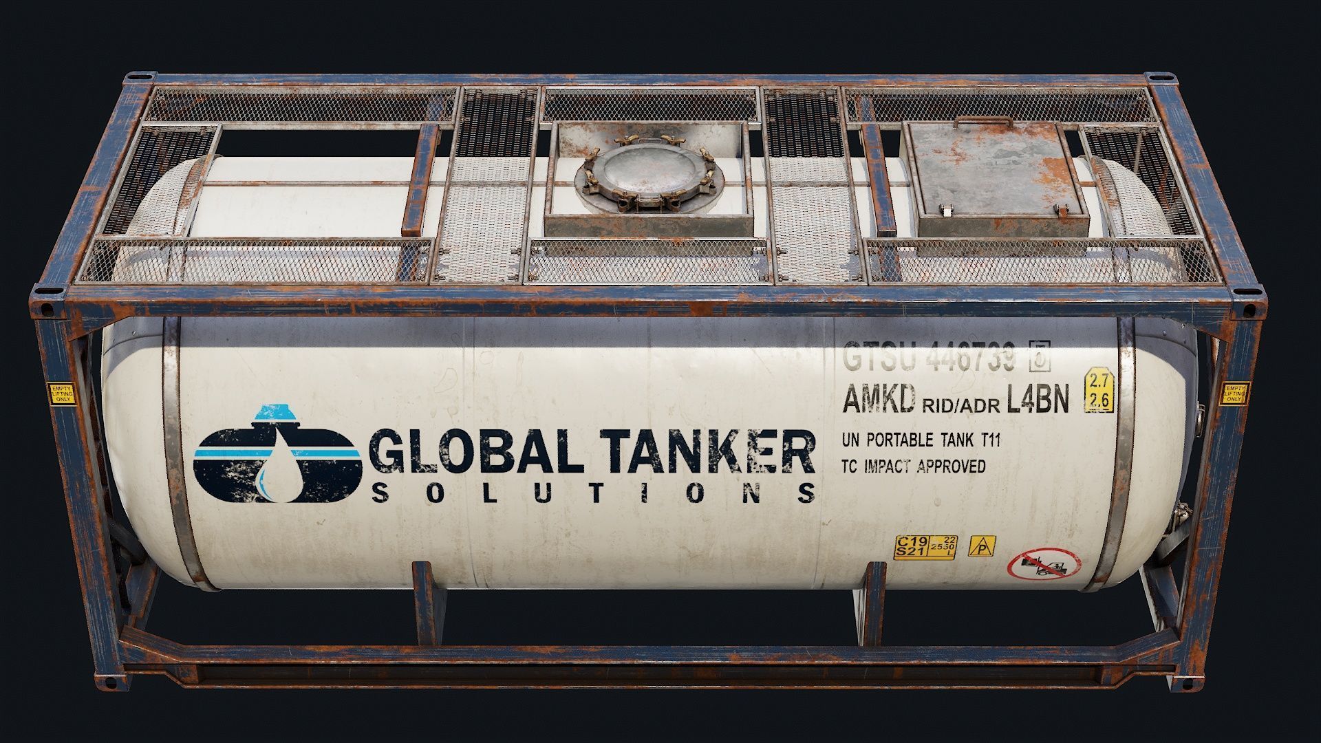 Low Poly PBR ISO Tank Container Low-poly 3D model_19