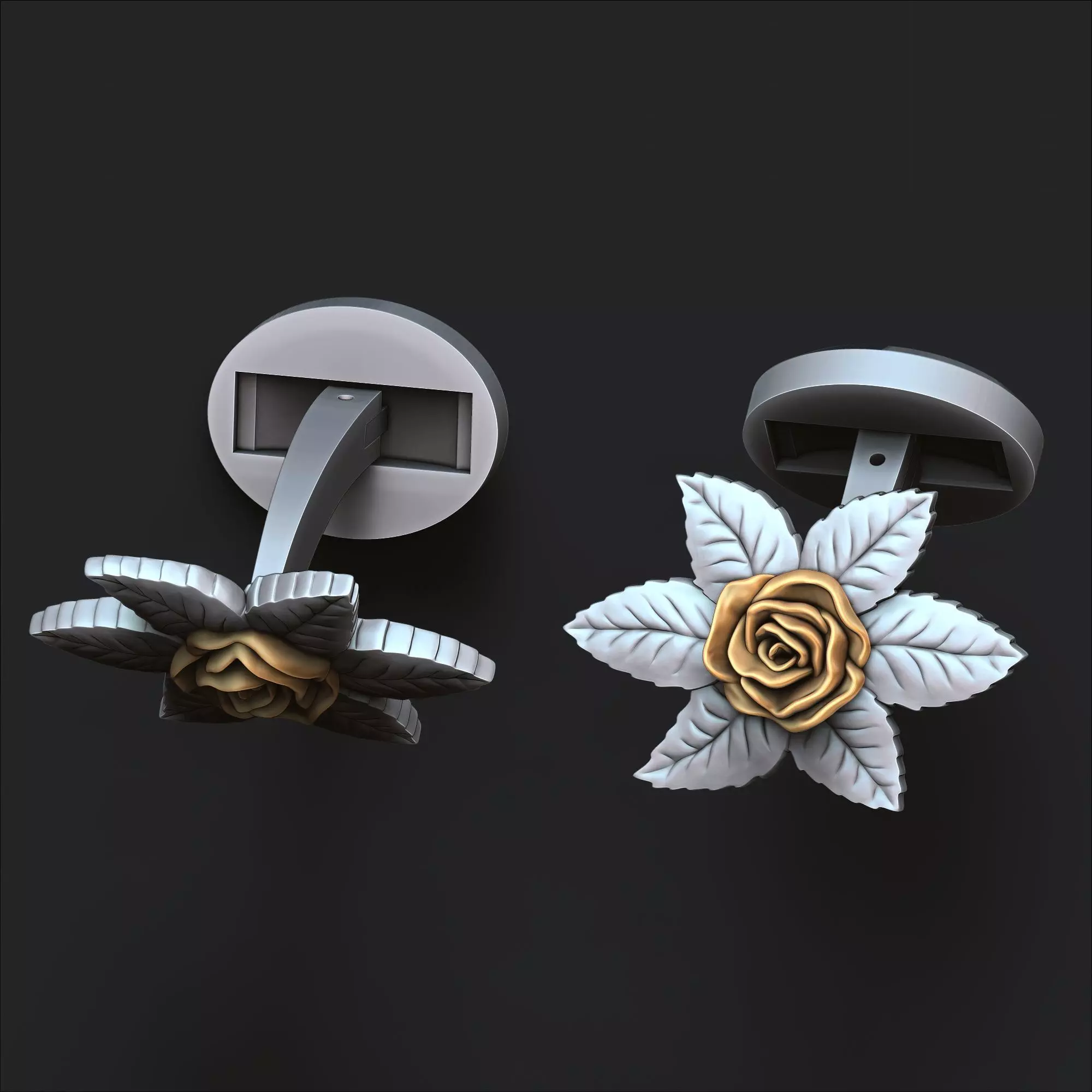 Rose Cufflinks 3D print model