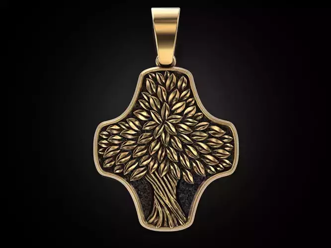 Cross Tree of Life Jesus Pendant Necklace  3D print model