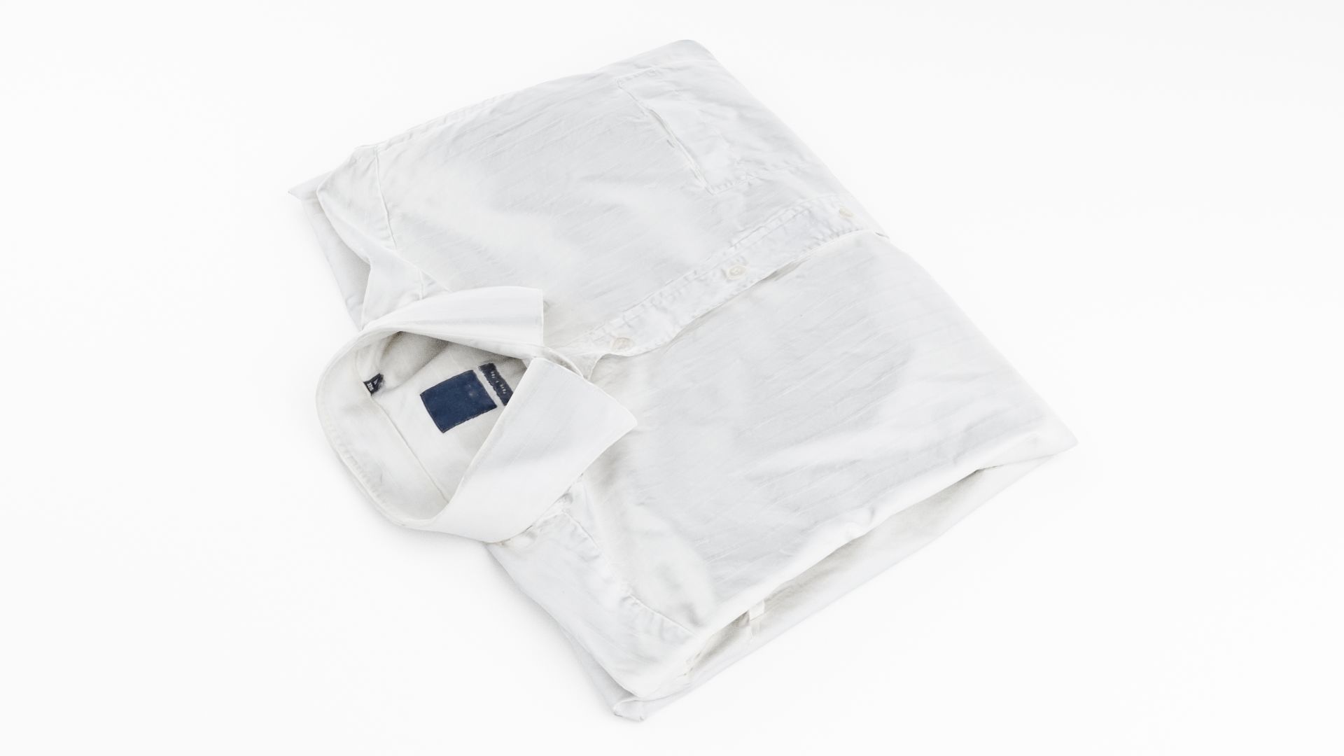 White generic folded shirt with business casual style 3D model_2