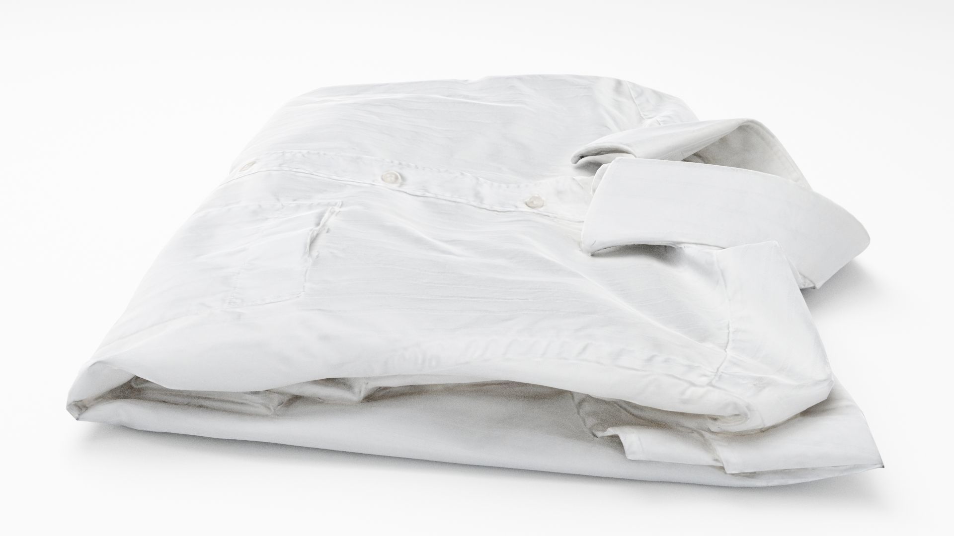 White generic folded shirt with business casual style 3D model_1
