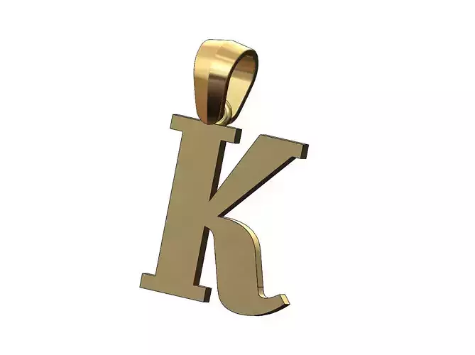 K initial letter pendant charm with bail