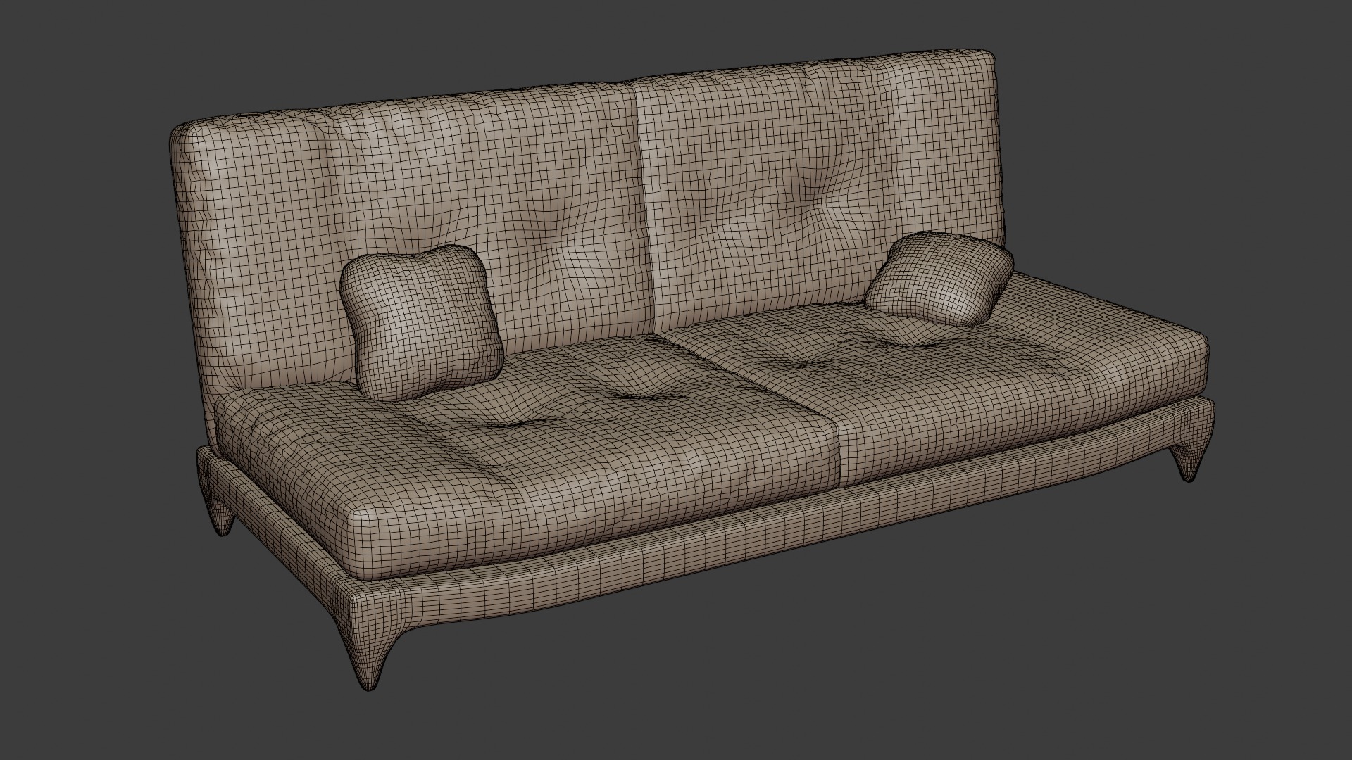 Compact stylish sofa in dark colors with soft upholstery 3D model_6