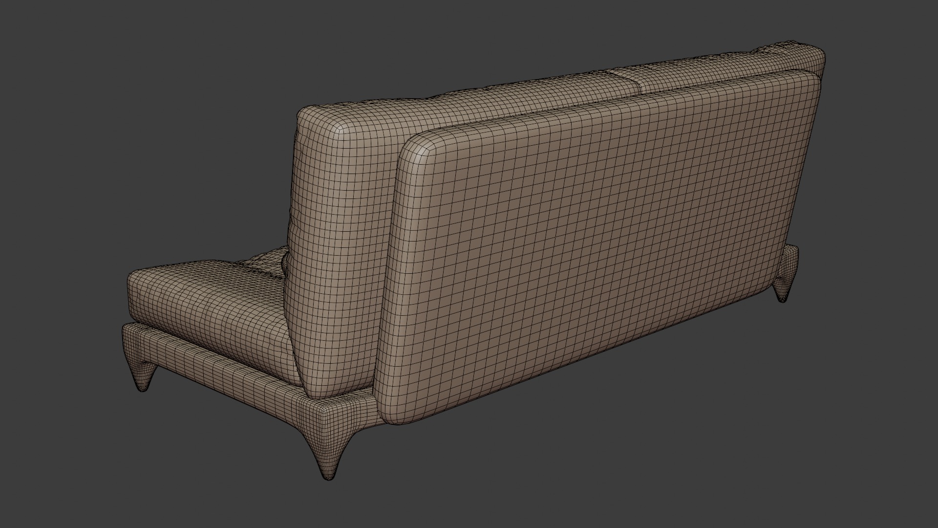 Compact stylish sofa in dark colors with soft upholstery 3D model_7
