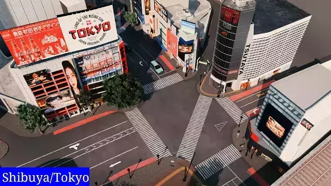 Shibuya Scramble Crossing Shibuya City Tokyo Japan 3D model