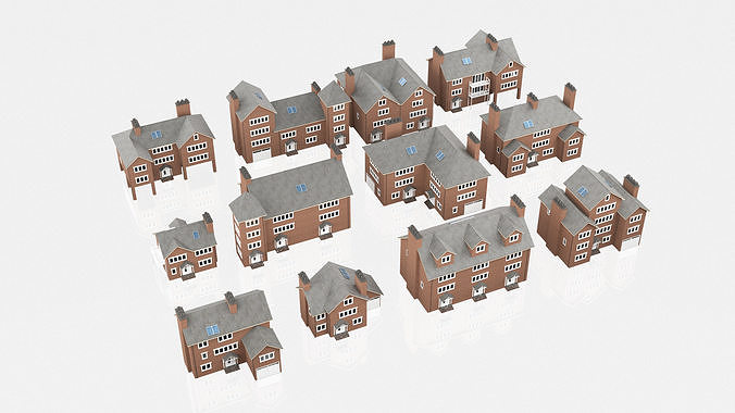 British House Design Collection - 12 Pieces 3D Model Pack 2