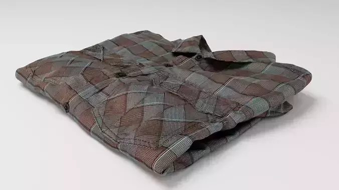 folded checkered shirt Brown Generic casual wardrobe clothing  3D model