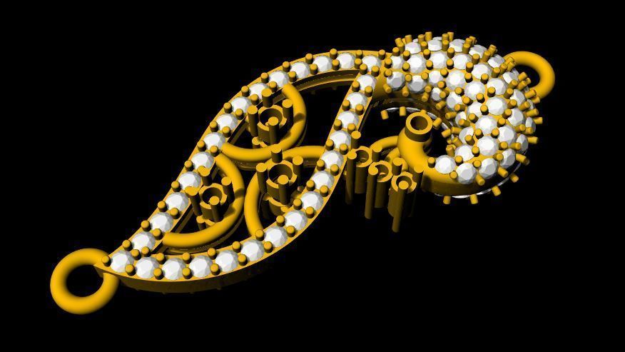 Peacock pendant 3dm file 3D print model_6