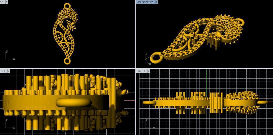 Peacock pendant 3dm file 3D print model_2