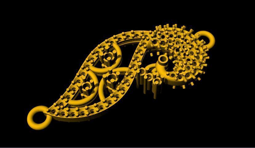 Peacock pendant 3dm file 3D print model_3