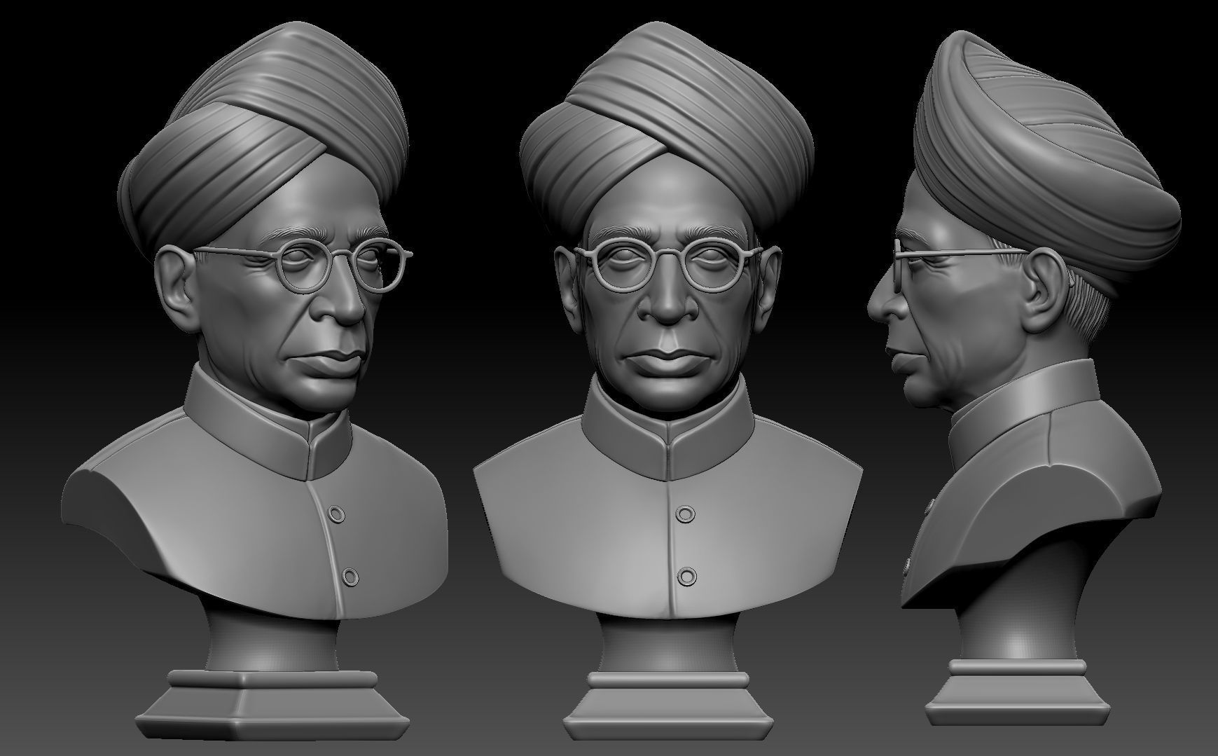 Sarvepalli Radhakrishnan Bust 3D print model_3