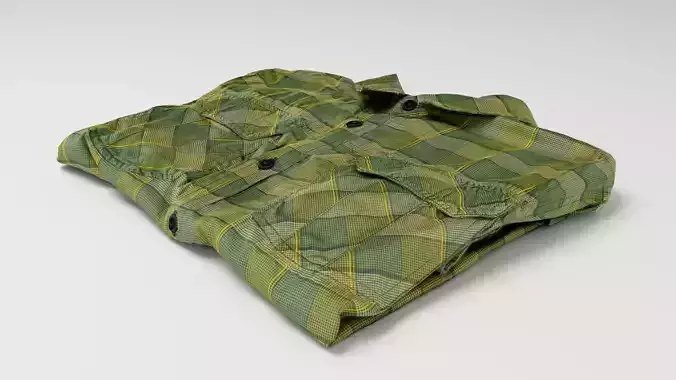 folded checkered shirt green Generic casual wardrobe clothing 