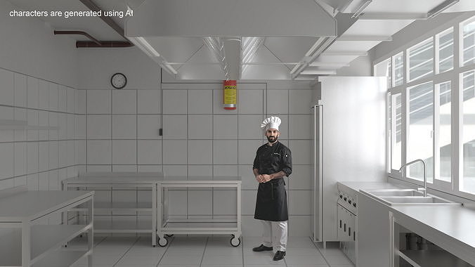 Commercial Kitchen Empty 3D model 2