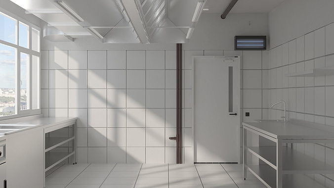 Commercial Kitchen Empty 3D model 4
