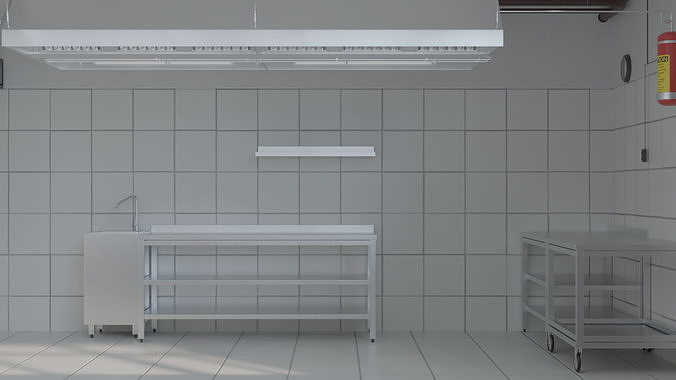 Commercial Kitchen Empty 3D model 3